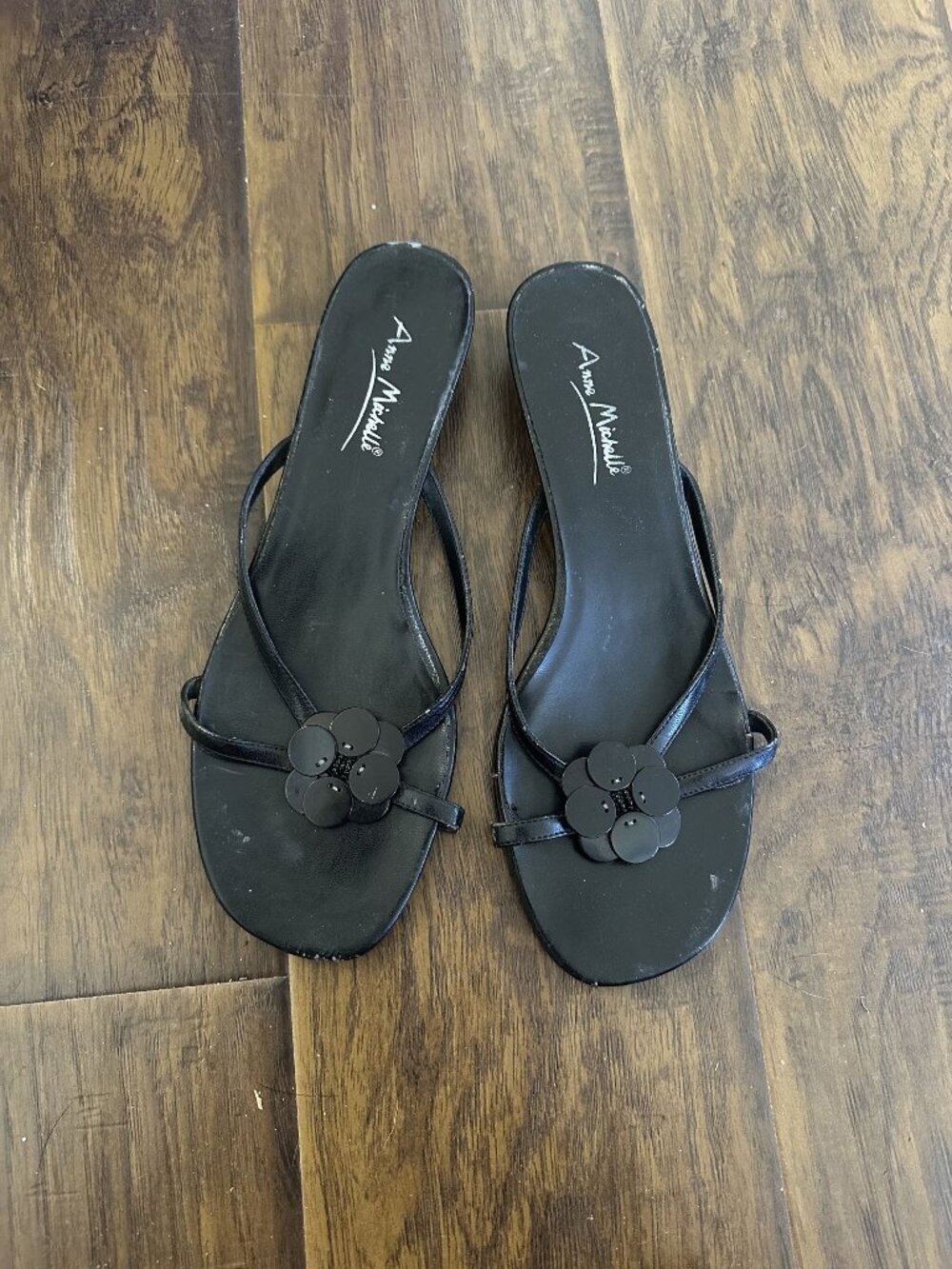 Black Flower Thong Sandals